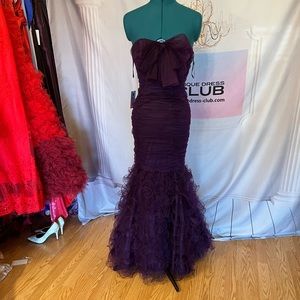 Organza Ruffle Skirt Purple Prom Luxury Dress